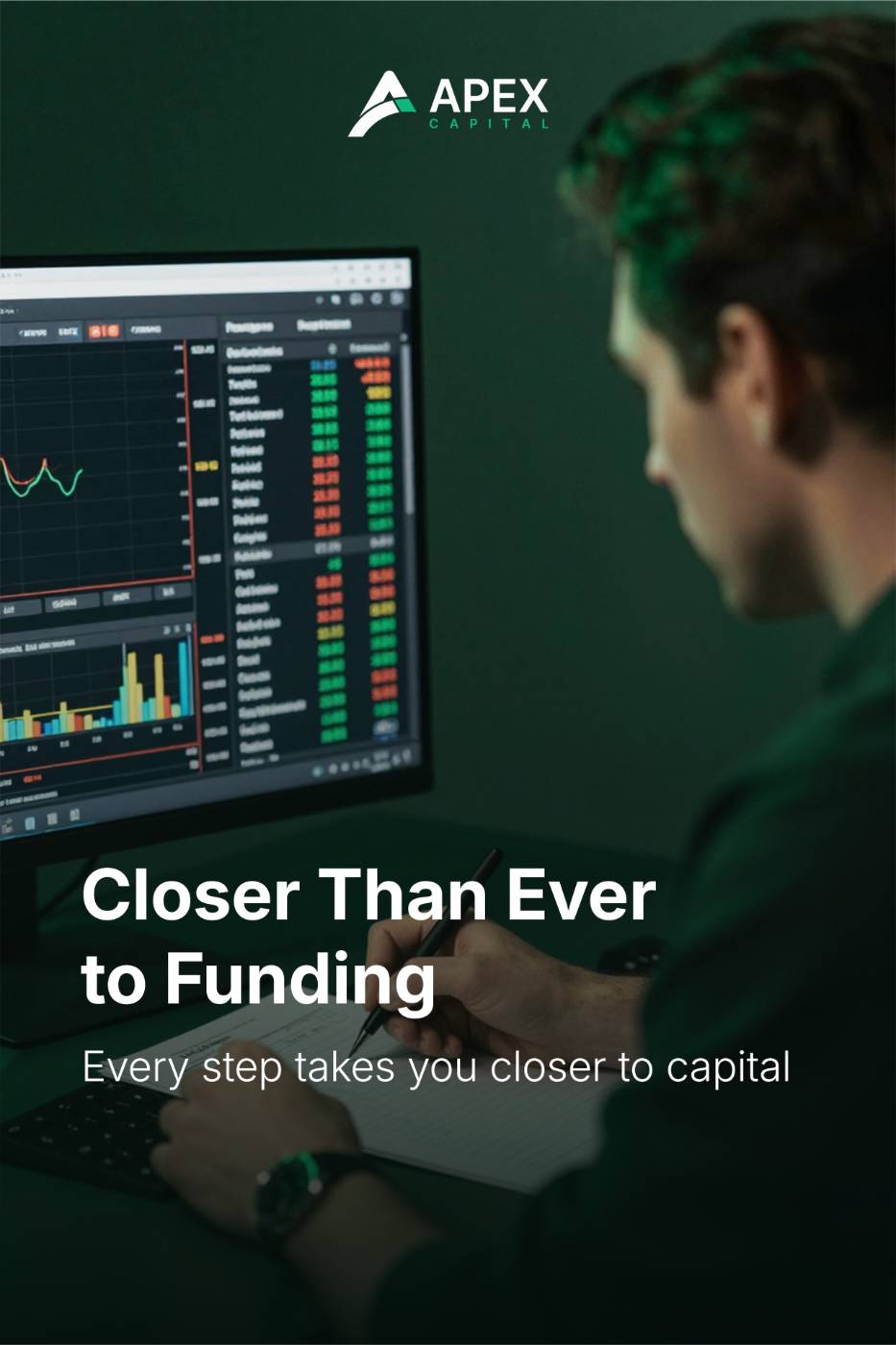 Trader reviewing charts on a monitor