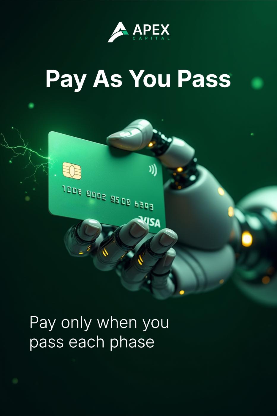 Robotic hand holding a payment card
