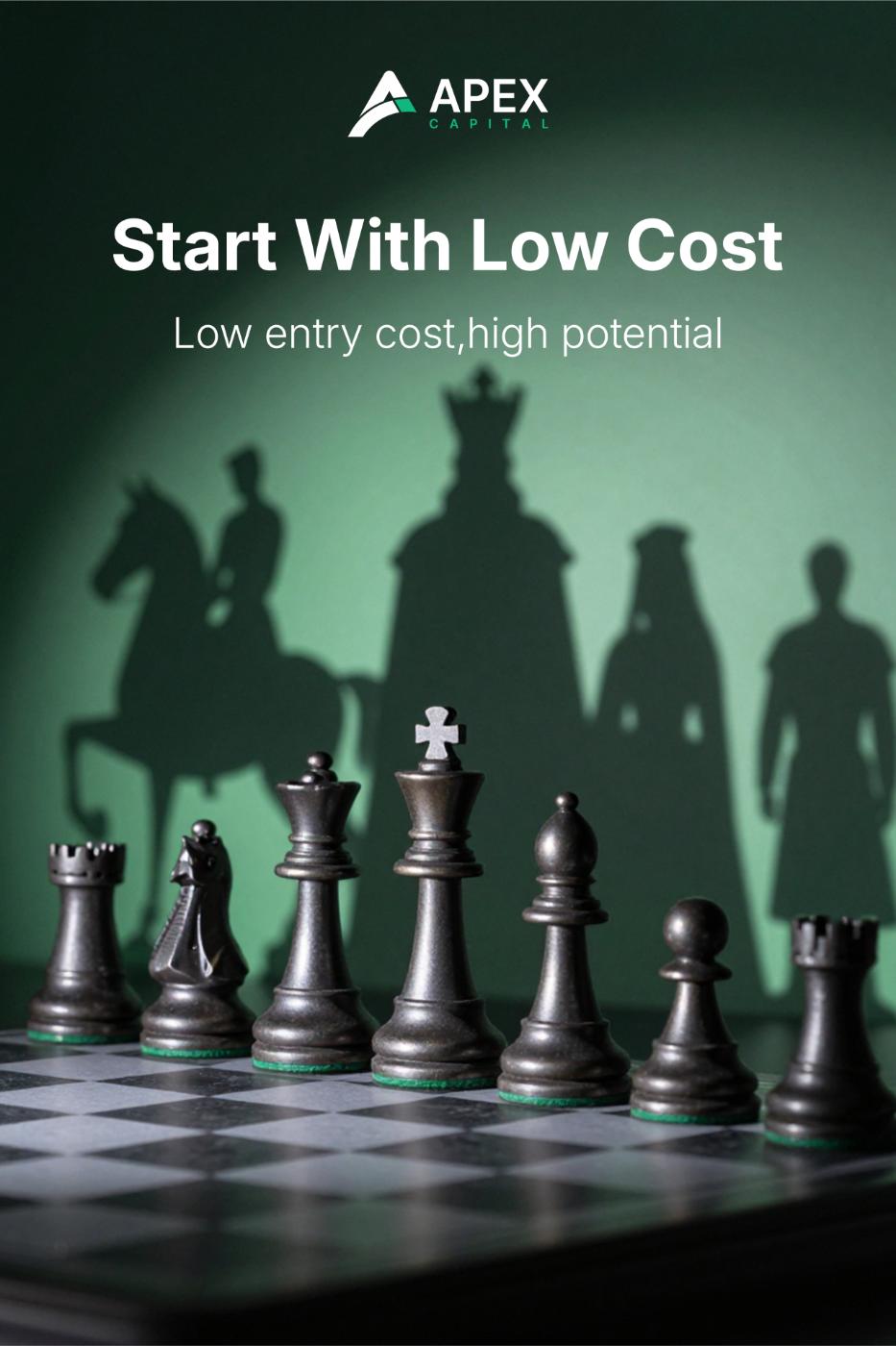 Chess pieces casting tall shadows